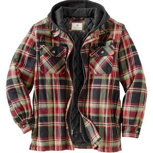 Legendary Whitetails Jacket Plaid Flannel Shirt Hooded Quilted Plaid Zip Sz XL